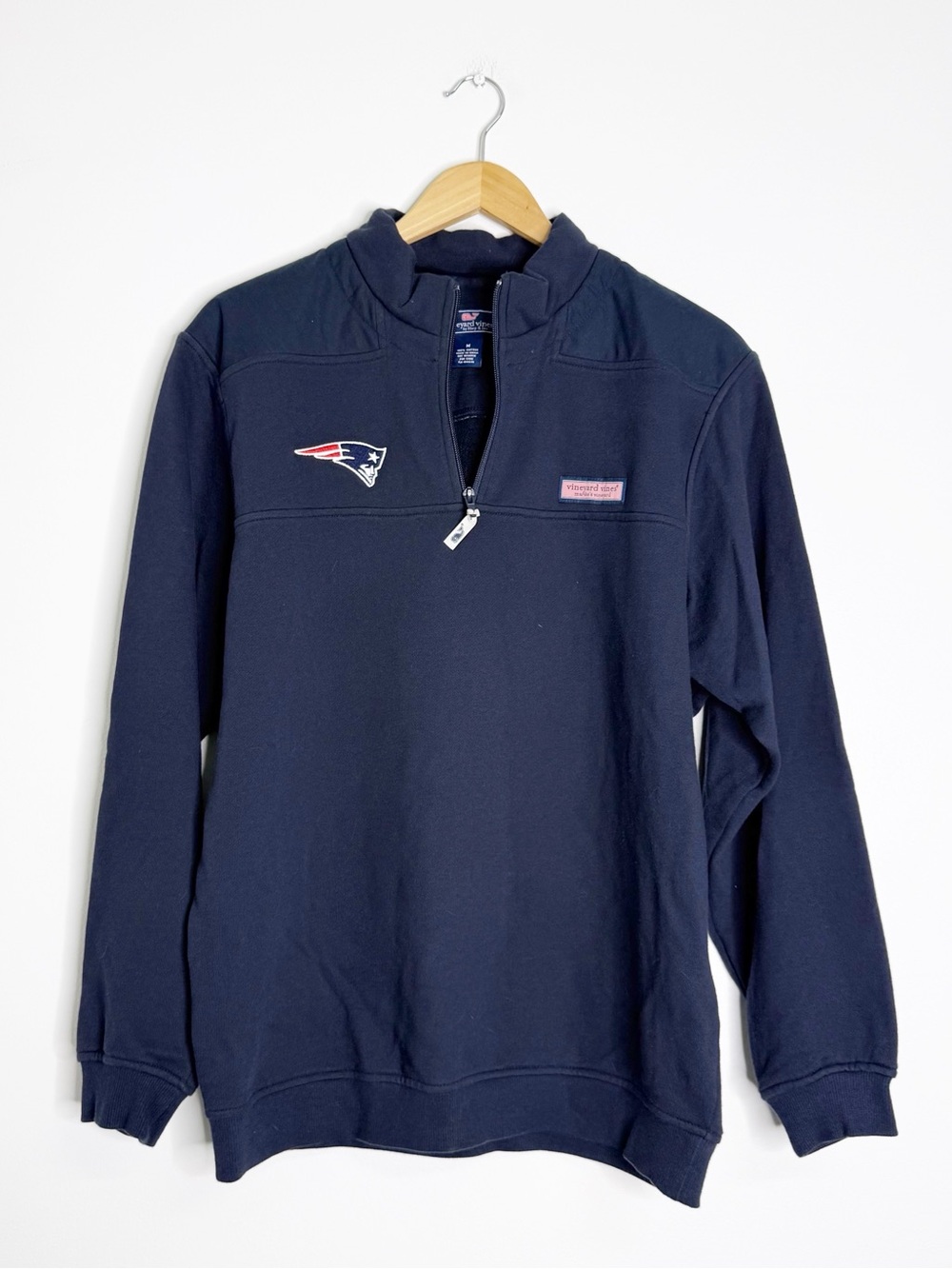 Vineyard Vines New England Patriots Quarter Zip Sweatshirt Navy Men’s Medium